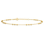 14K Yellow Gold Beaded Anklet, 11 in