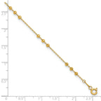 14K Yellow Gold Beaded Anklet, 11 in