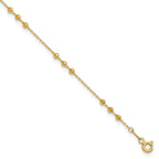 14K Yellow Gold Beaded Anklet, 11 in