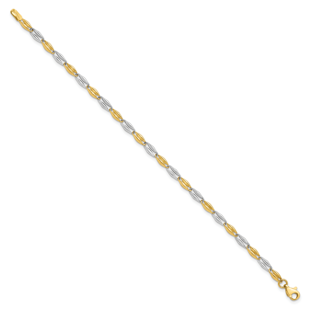 14K Two-tone Polished Fancy Link Bracelet