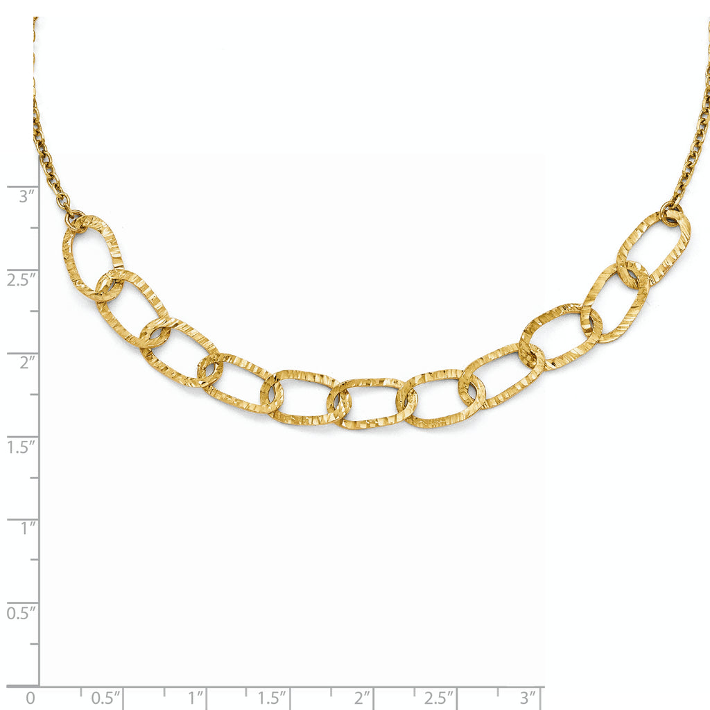14k Polished and Diamond Cut Link Necklace