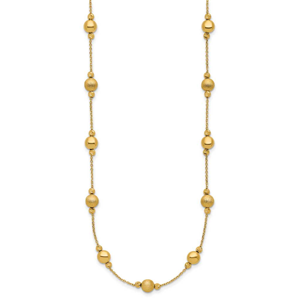 14K D/C Scratch Finish Polished Necklace
