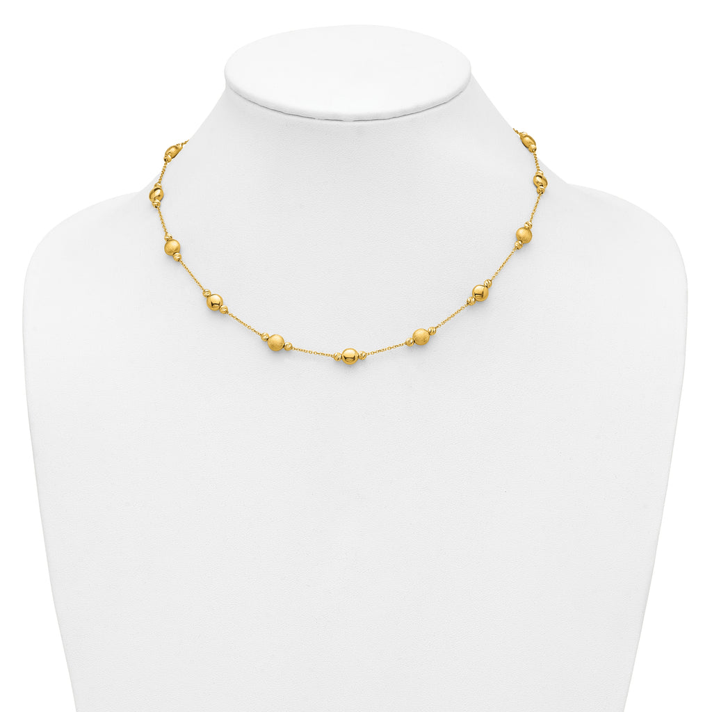 14K D/C Scratch Finish Polished Necklace
