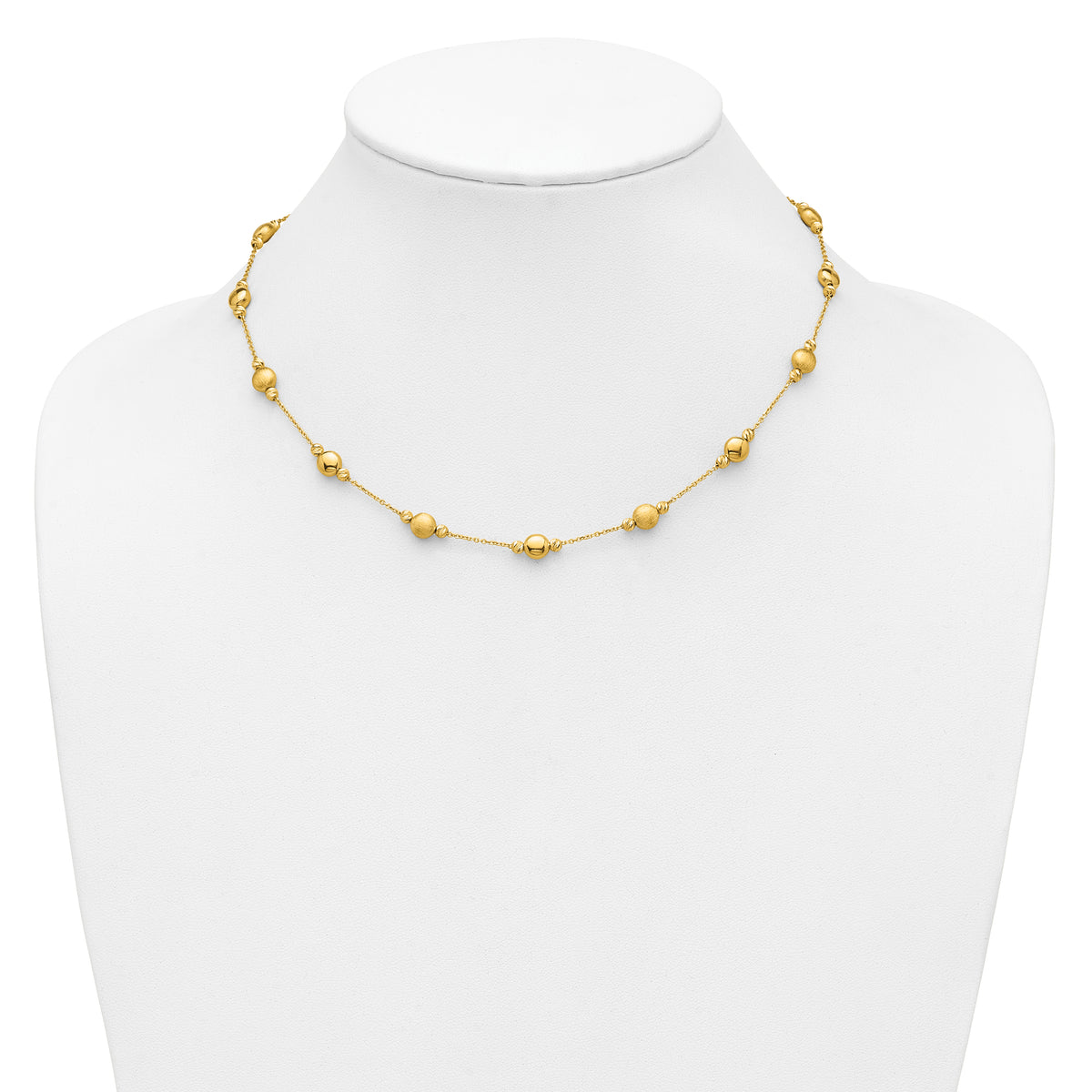 14K D/C Scratch Finish Polished Necklace