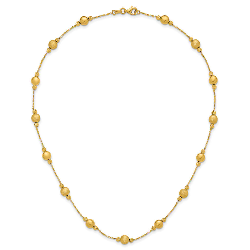 14K D/C Scratch Finish Polished Necklace