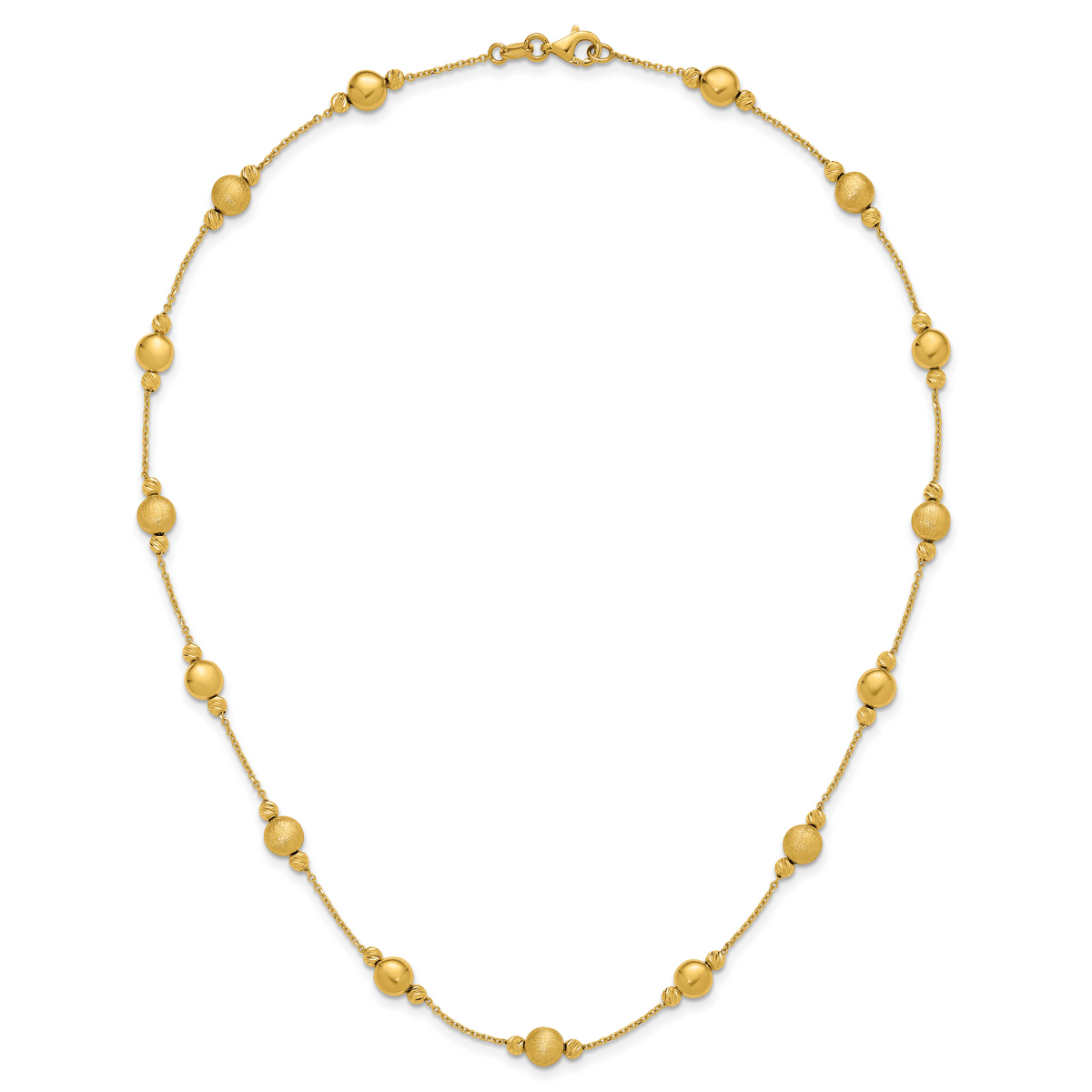 14K D/C Scratch Finish Polished Necklace