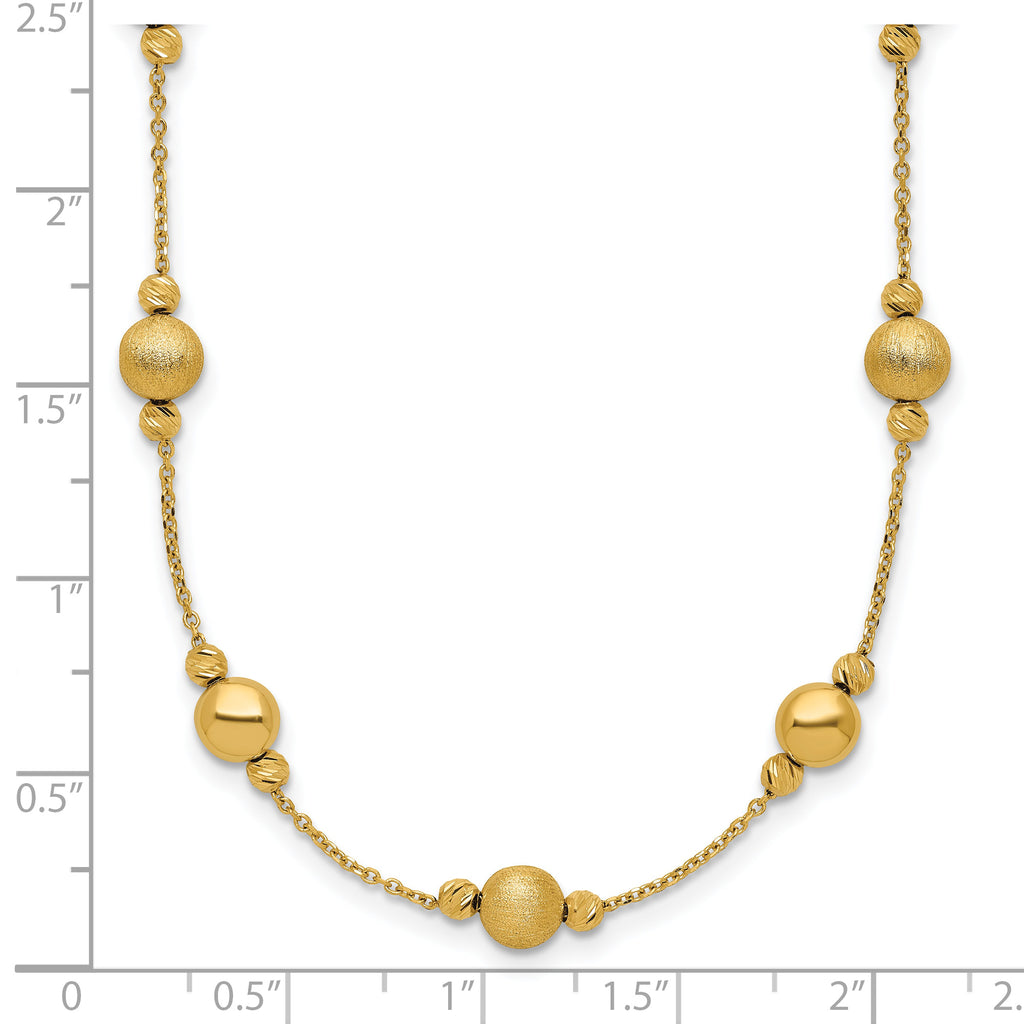 14K D/C Scratch Finish Polished Necklace