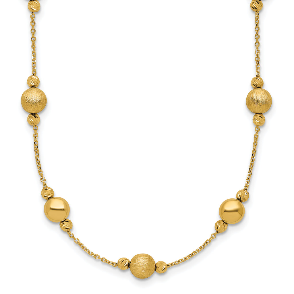 14K D/C Scratch Finish Polished Necklace