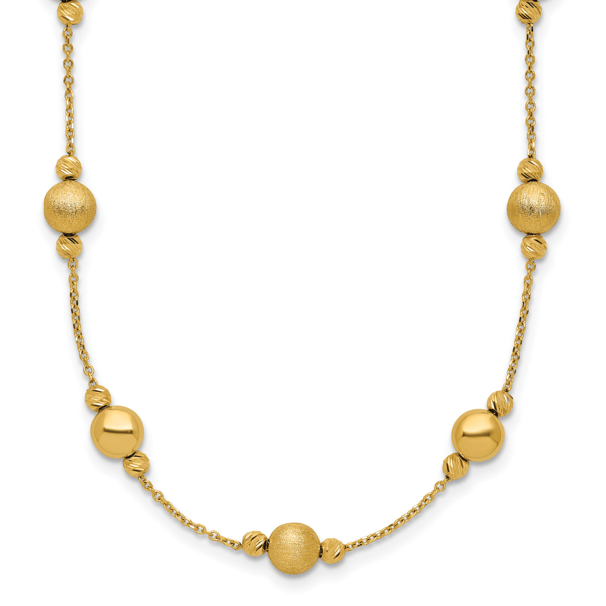 14K D/C Scratch Finish Polished Necklace