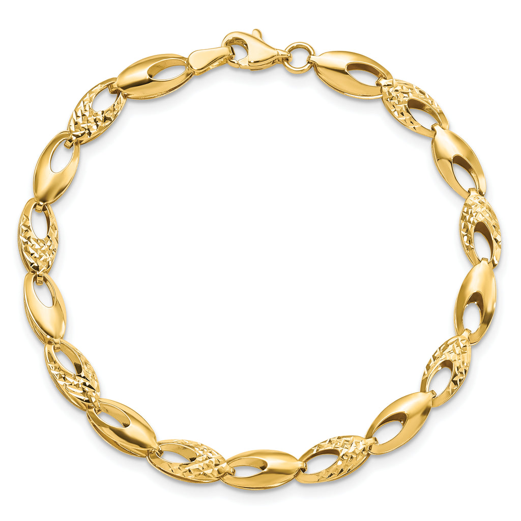 14K Polished and D/C Bracelet