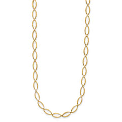 14K Polished and Diamond-cut Fancy Link Necklace