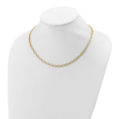 14K Polished and Diamond-cut Fancy Link Necklace
