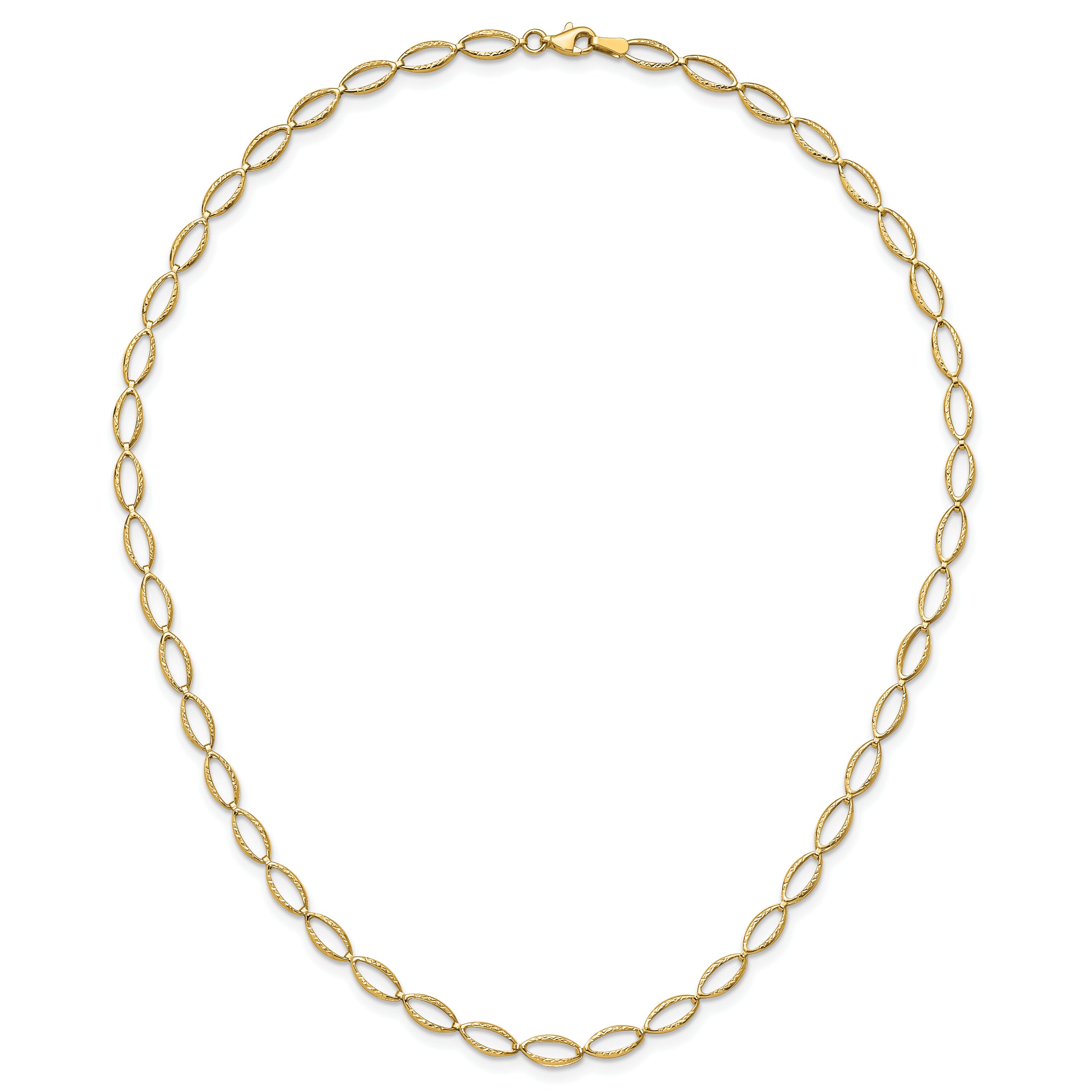 14K Polished and Diamond-cut Fancy Link Necklace