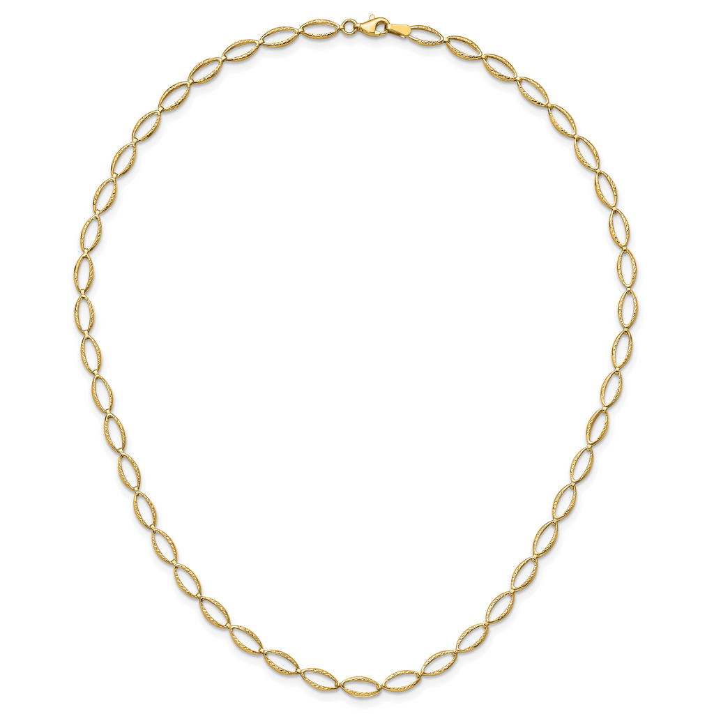 14K Polished and Diamond-cut Fancy Link Necklace