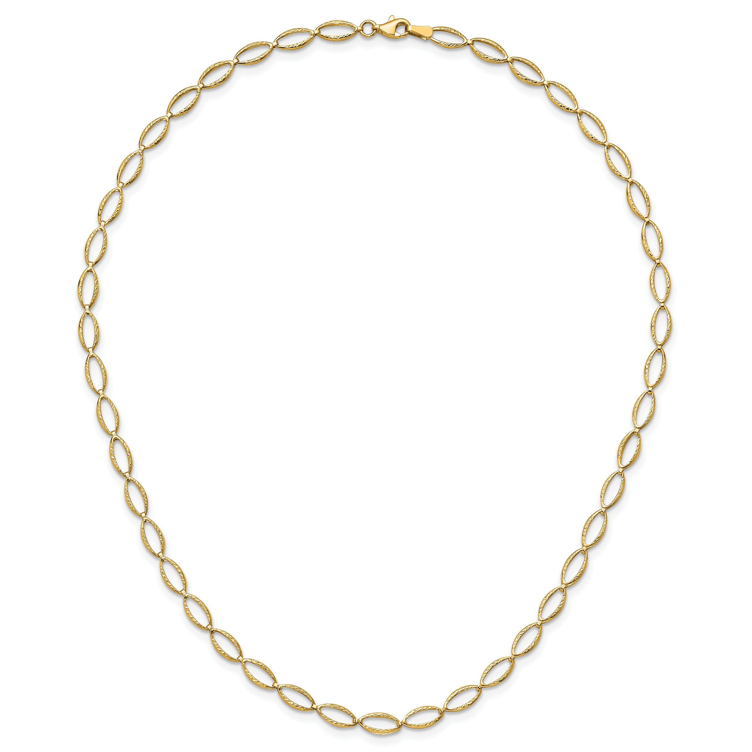 14K Polished and Diamond-cut Fancy Link Necklace