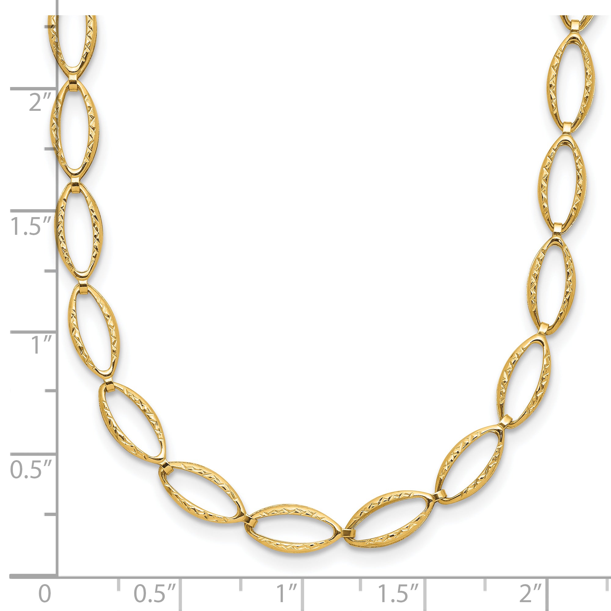 14K Polished and Diamond-cut Fancy Link Necklace