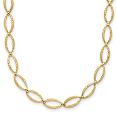 14K Polished and Diamond-cut Fancy Link Necklace