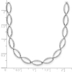 14K White Gold Polished and Diamond-cut Fancy Link Necklace