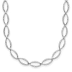 14K White Gold Polished and Diamond-cut Fancy Link Necklace