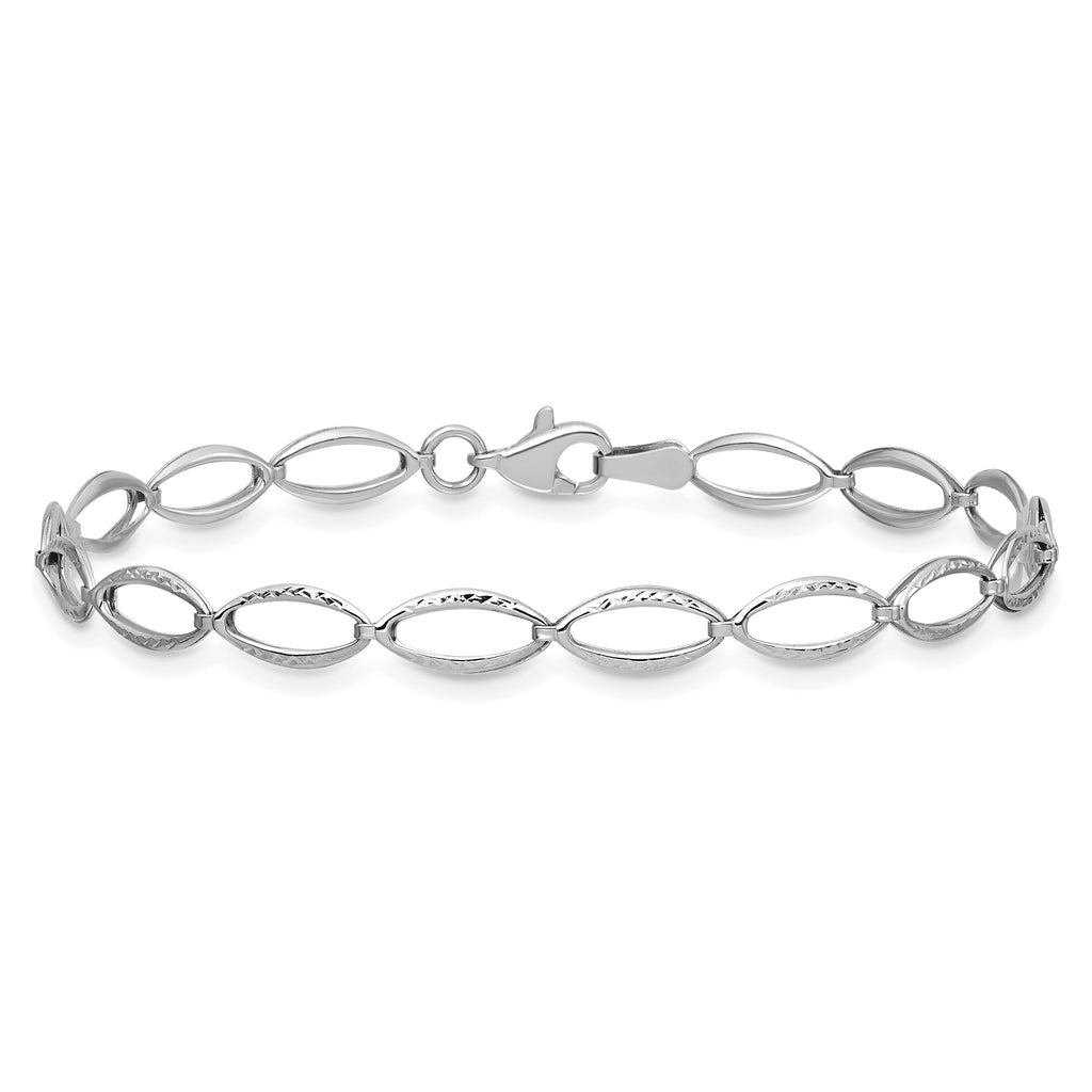 14K White Gold Polished and D/C Bracelet