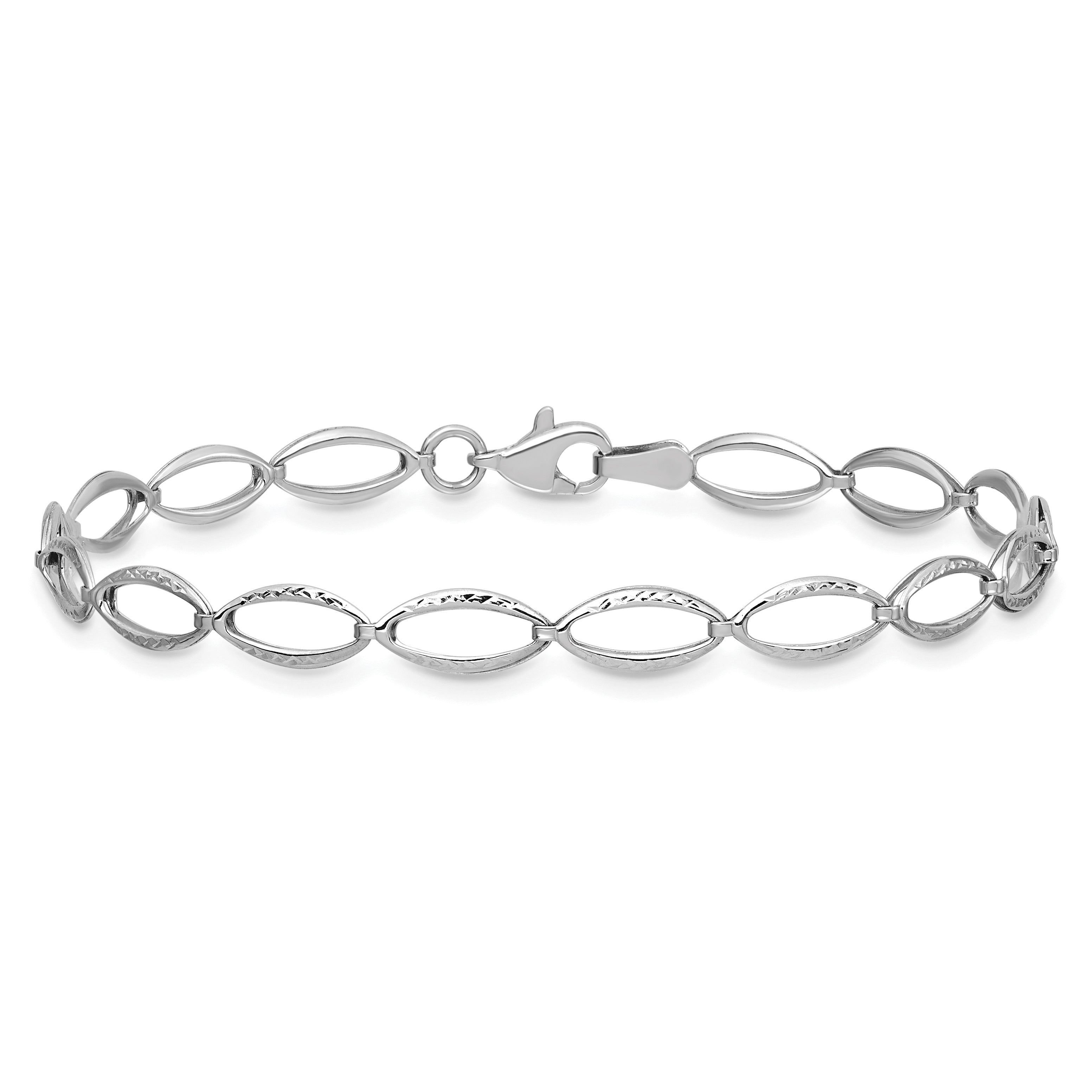 14K White Gold Polished and D/C Bracelet