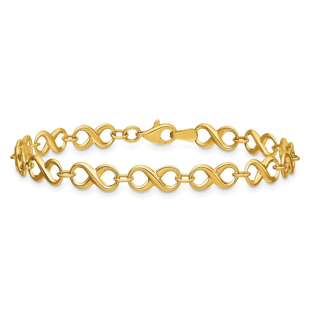 14K Polished Infinity Bracelet
