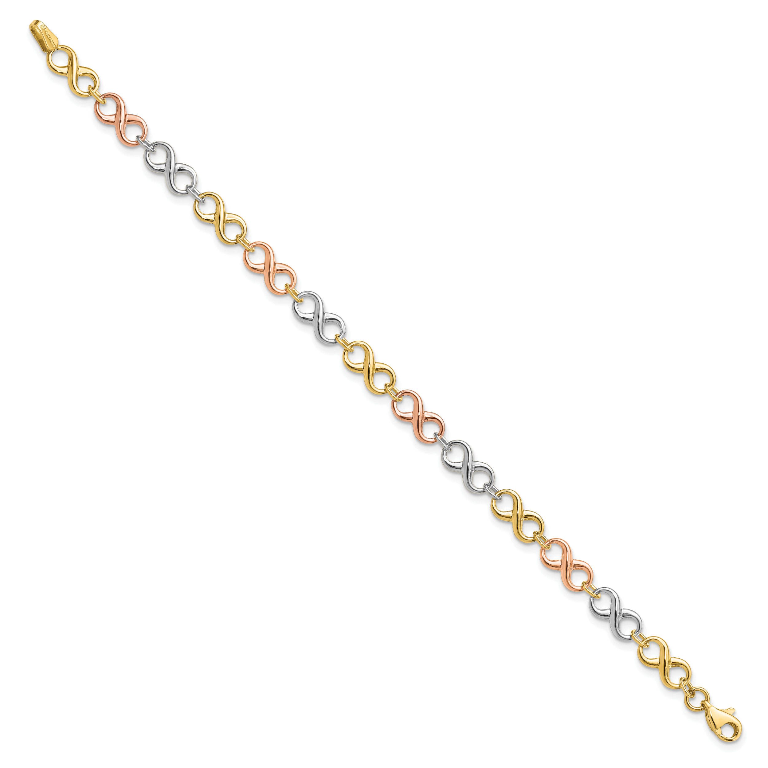 14K Tri-color Polished Infinity Bracelet