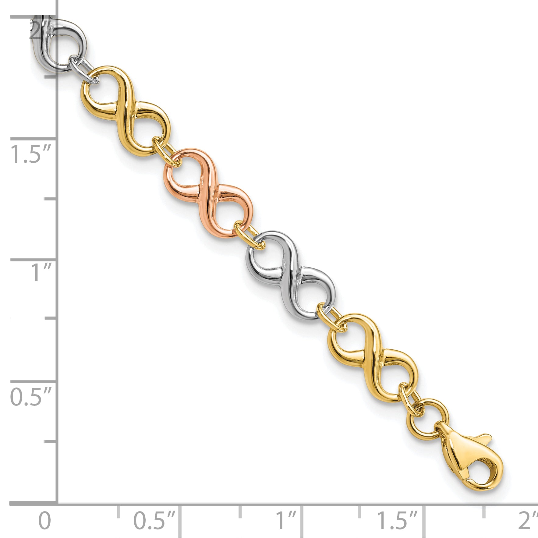 14K Tri-color Polished Infinity Bracelet