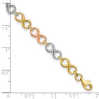 14K Tri-color Polished Infinity Bracelet