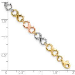 14K Tri-color Polished Infinity Bracelet
