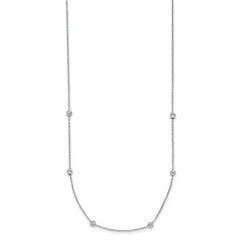 14K White Gold Polished and D/C Beaded 17in w/2in ext. Necklace