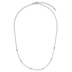 14K White Gold Polished and D/C Beaded 17in w/2in ext. Necklace