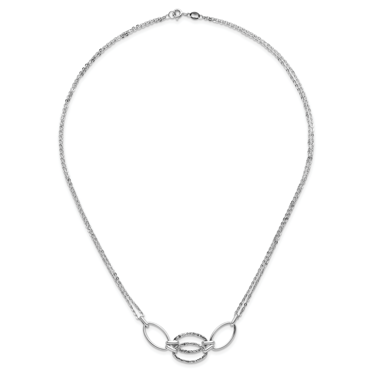 14K White Gold Polished Double Strand Link Necklace