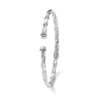 14K White Gold Polished Textured Hinge Cuff Bangle