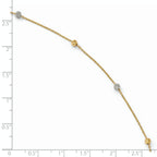14K Two-Tone Diamond-cut Bead 6-Station 9 inch Plus 1 inch Extender - Total 10 inch Anklet