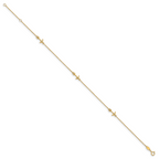 14K CZ Anchor 3-Station 9 inch Plus 1 inch Extender - Total 10 inch Anklet