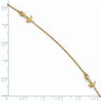14K CZ Anchor 3-Station 9 inch Plus 1 inch Extender - Total 10 inch Anklet