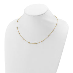 14K Polished CZ Station with 2in ext. Necklace