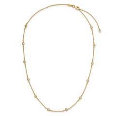14K Polished CZ Station with 2in ext. Necklace