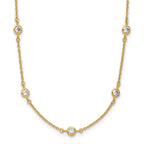 14K Polished CZ Station with 2in ext. Necklace