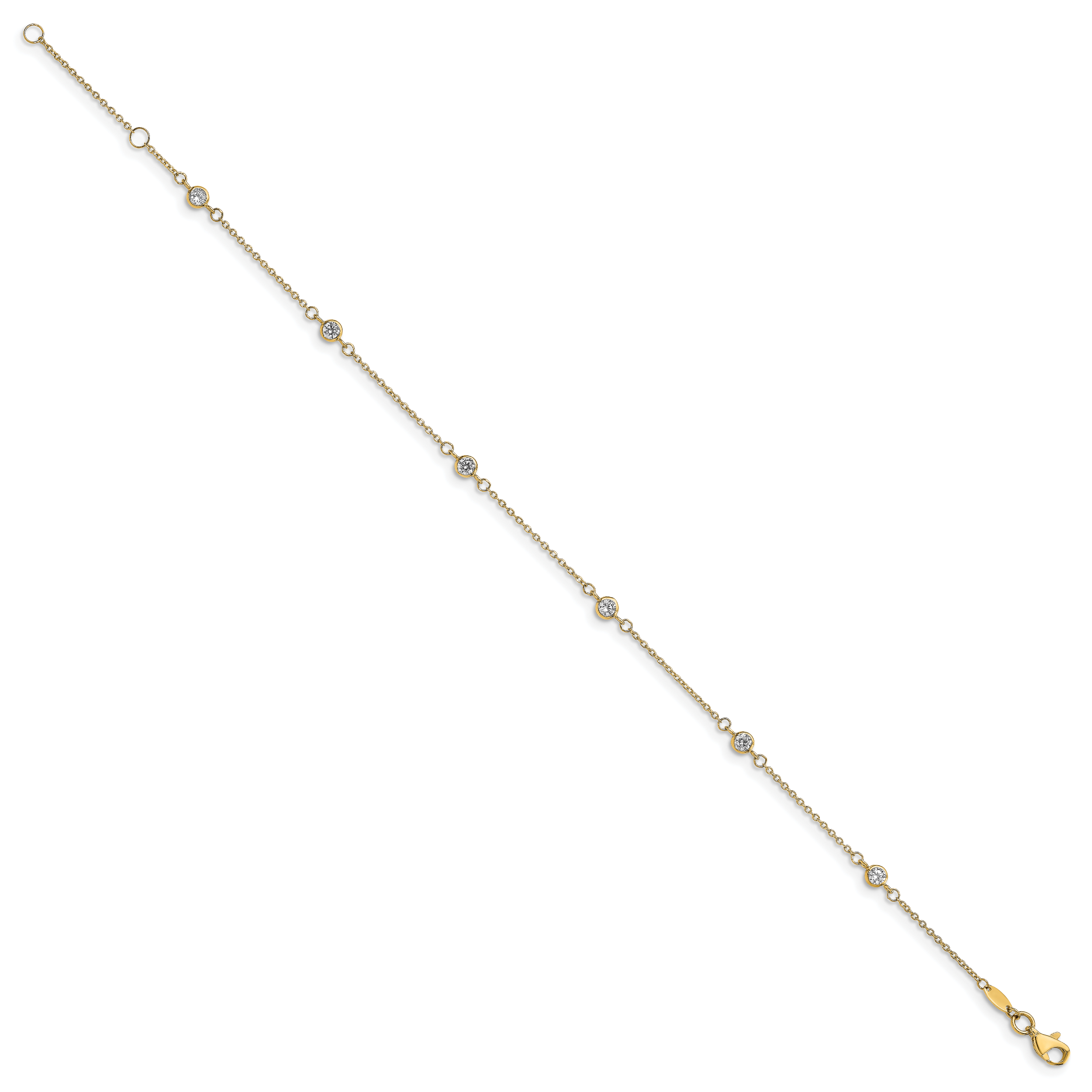 14K Bezel-set CZ 6-Station 9 inch Plus 1 inch Extender - Total 10 inch Anklet Secondary image