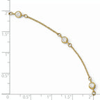 14K Bezel-set CZ 6-Station 9 inch Plus 1 inch Extender - Total 10 inch Anklet