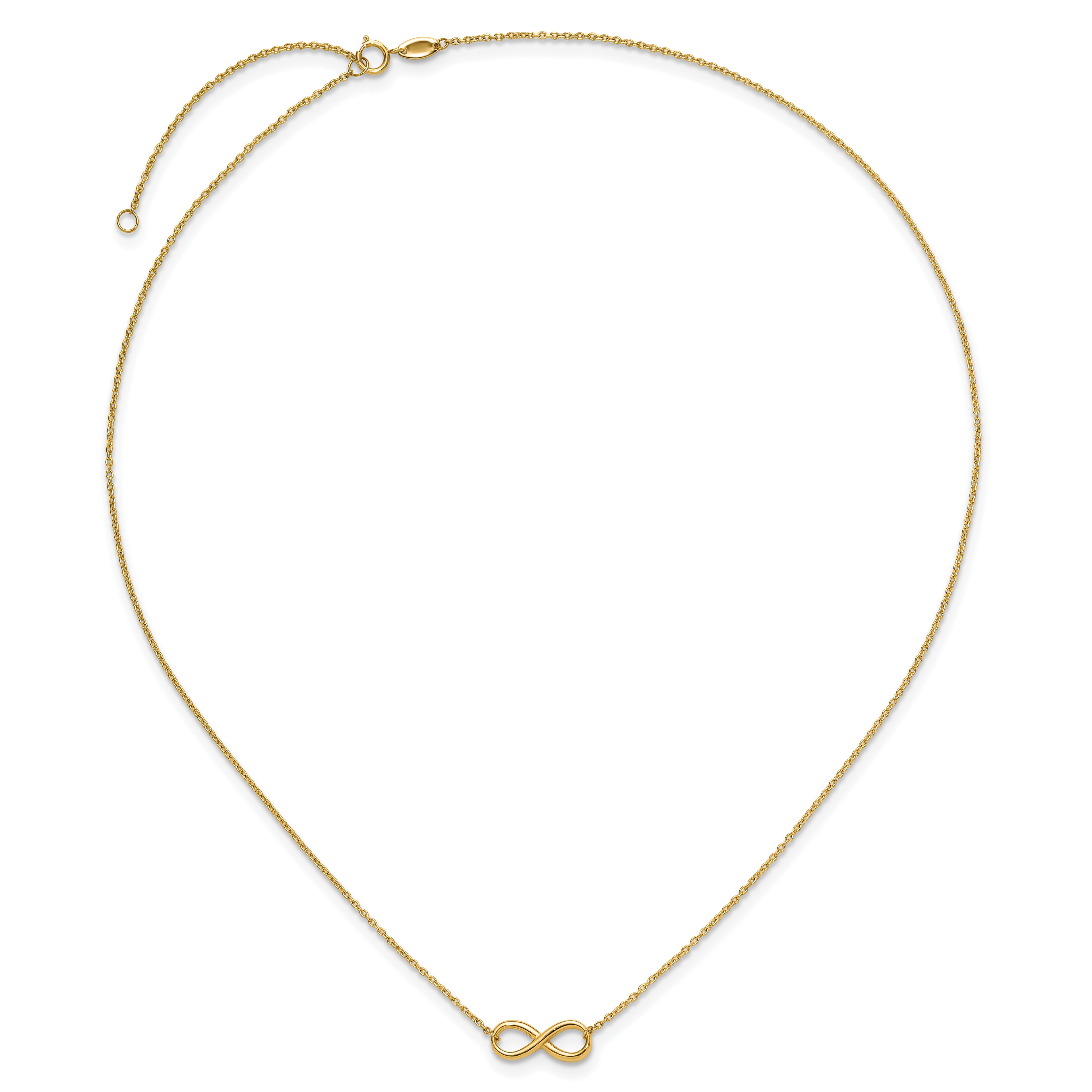 14K Polished Infinity with 2in ext. Necklace
