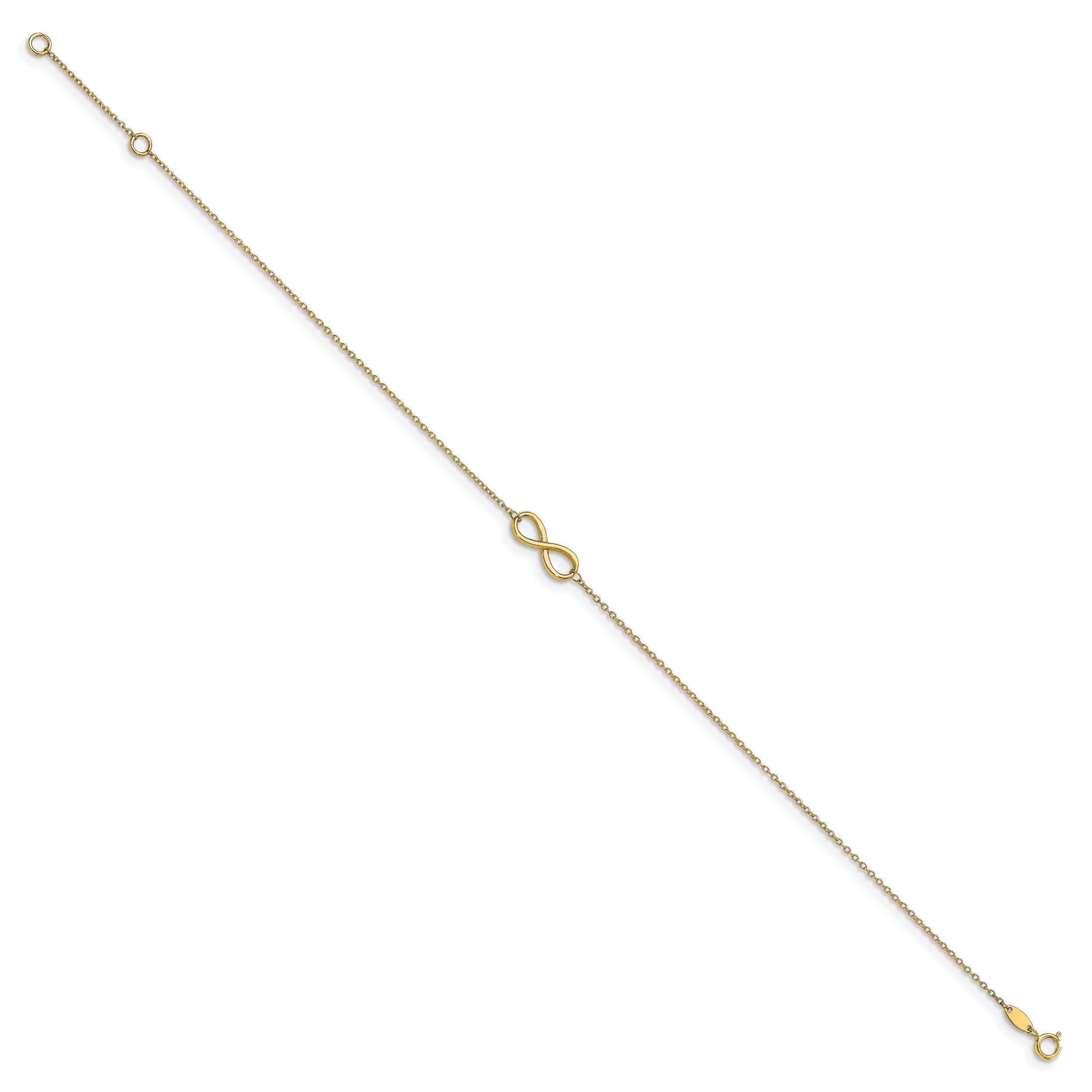 14K Polished Infinity 9 inch Plus 1 inch Extender - Total 10 inch Anklet Secondary image