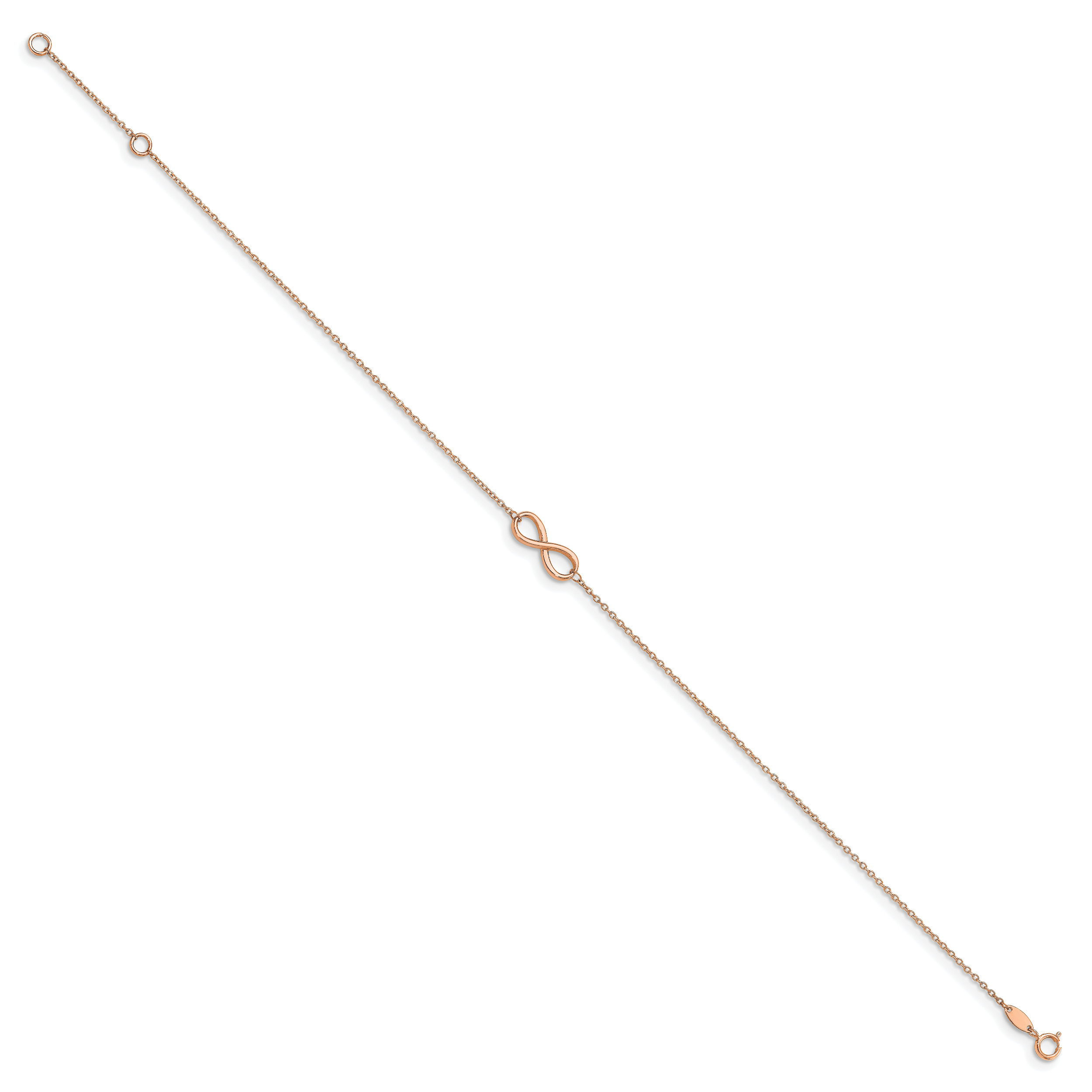 14K Rose Gold Polished Infinity 9 inch Plus 1 inch Extender - Total 10 inch Anklet Secondary image
