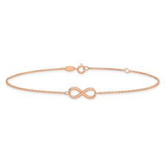14K Rose Gold Polished Infinity 9 inch Plus 1 inch Extender - Total 10 inch Anklet
