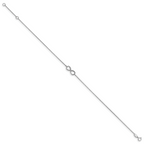 14K White Gold Polished Infinity 9 inch Plus 1 inch Extender - Total 10 inch Anklet