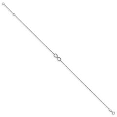 14K White Gold Polished Infinity 9 inch Plus 1 inch Extender - Total 10 inch Anklet