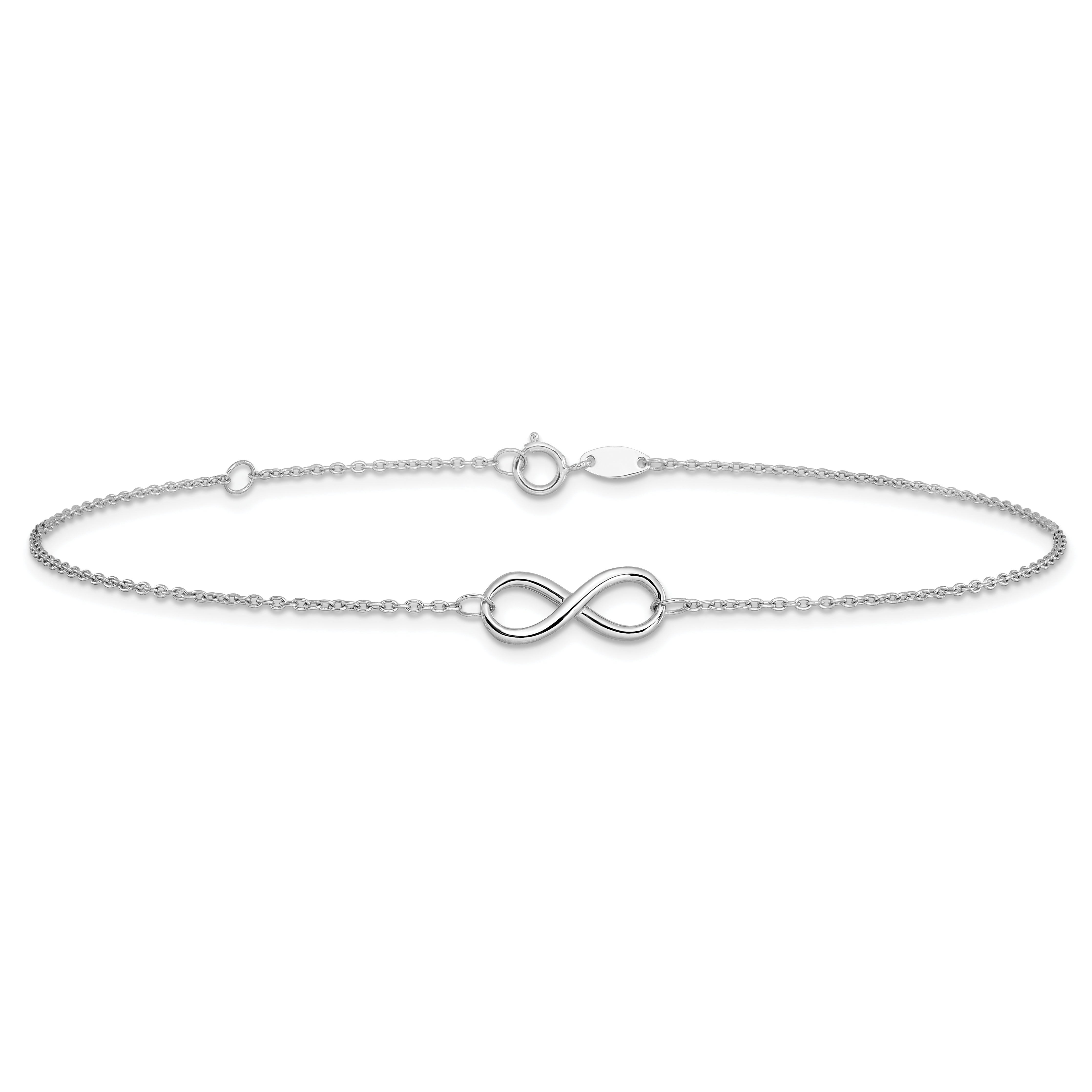 14K White Gold Polished Infinity 9 inch Plus 1 inch Extender - Total 10 inch Anklet