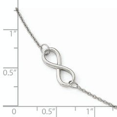 14K White Gold Polished Infinity 9 inch Plus 1 inch Extender - Total 10 inch Anklet